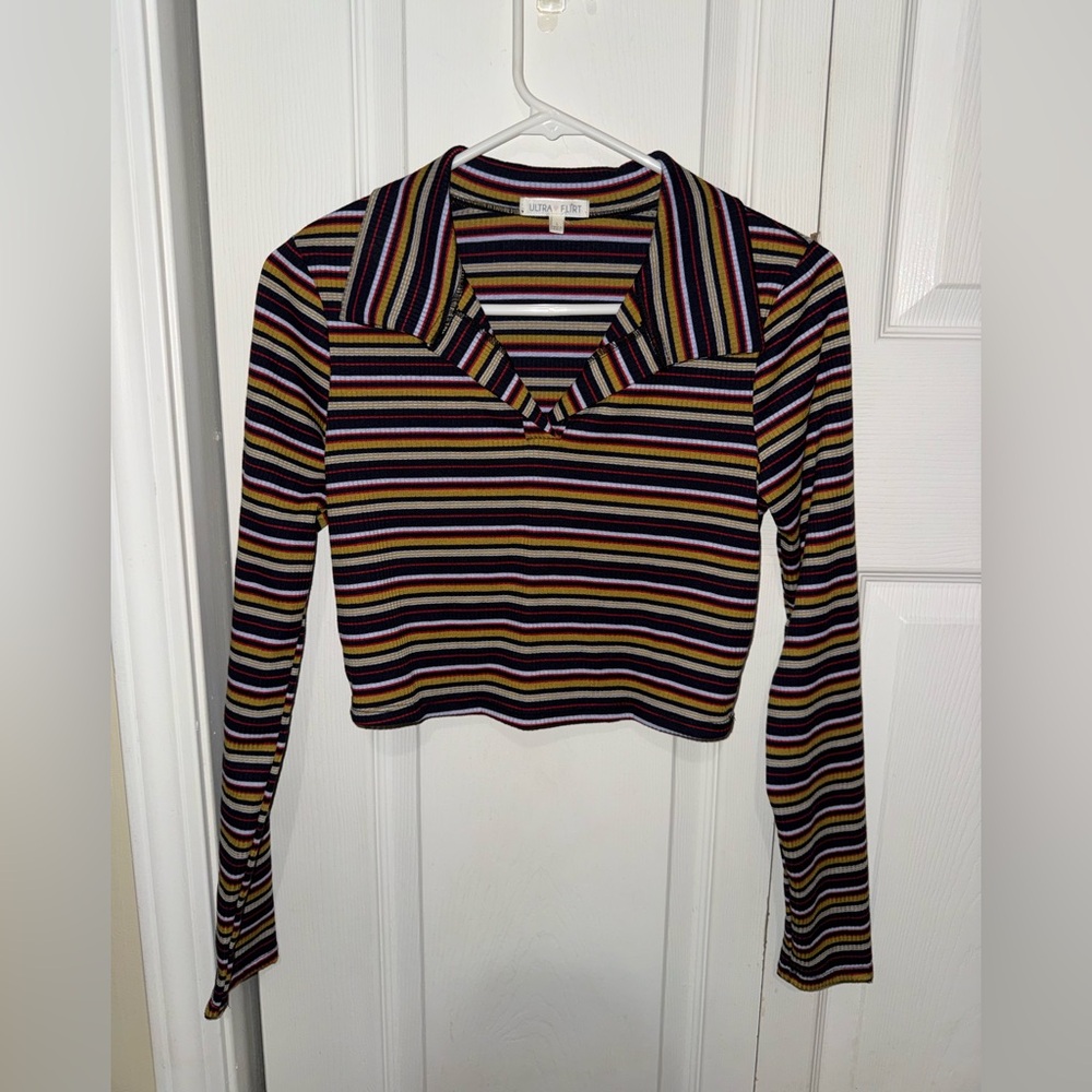 Urban Outfitters Striped Long Sleeve Top - Black, Yellow, Red, Blue